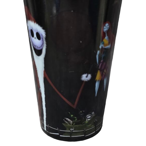 Disney Nightmare Before Christmas Jack & Sally Black Tall Drinking Glass Cup - Picture 1 of 9
